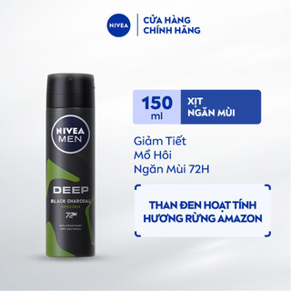 Xịt Ngăn Mùi NIVEA MEN Deep Than Đen Hương Rừng Amazon (150 ml) - 85371