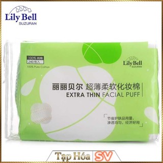 Bông tẩy trang Lily Bell vỏ xanh Extra Thin 240 miếng LBE24