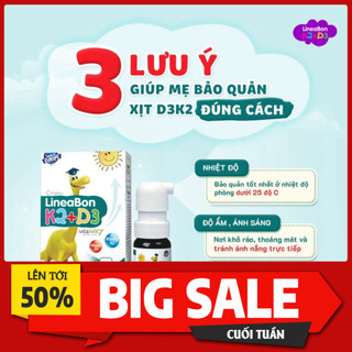 Lineabon D3 K2 Dạng Xịt Tiện Lợi - Hỗ Trợ Hấp Thu Canxi, Tăng Chiều Cao Cho Trẻ HP