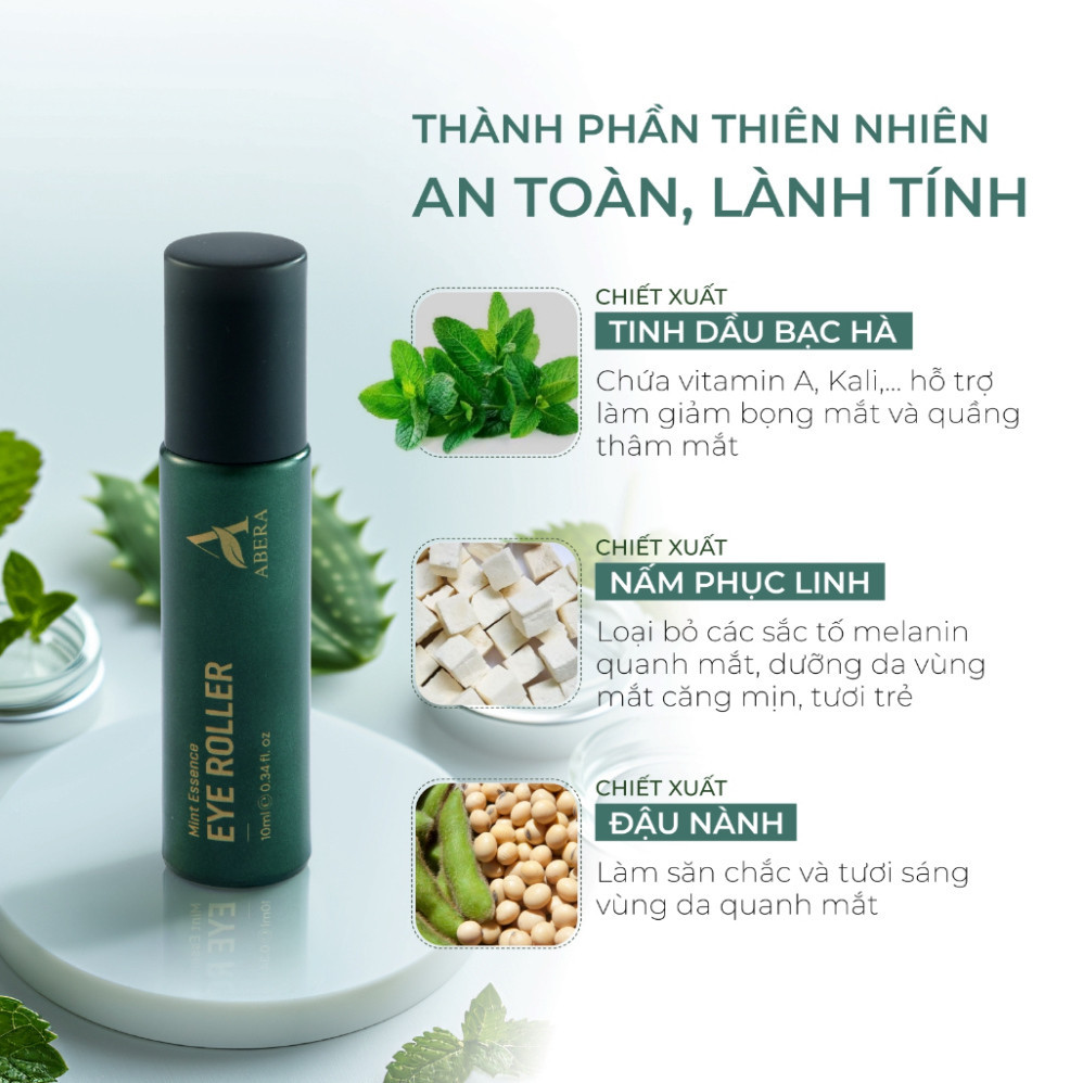 Thanh Lăn Bọng Mắt Abera 10ML - Làm Dịu Vùng Da Quanh Mắt, Giảm Bọng Mắt, Quầng Thâm Và Nếp Nhăn