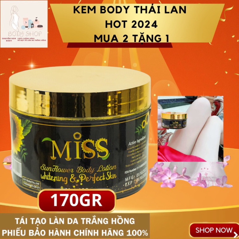 [chuẩn aut Thái Lan] Kem body miss thái lan dưỡng trắng da, makeup, chống nắng
