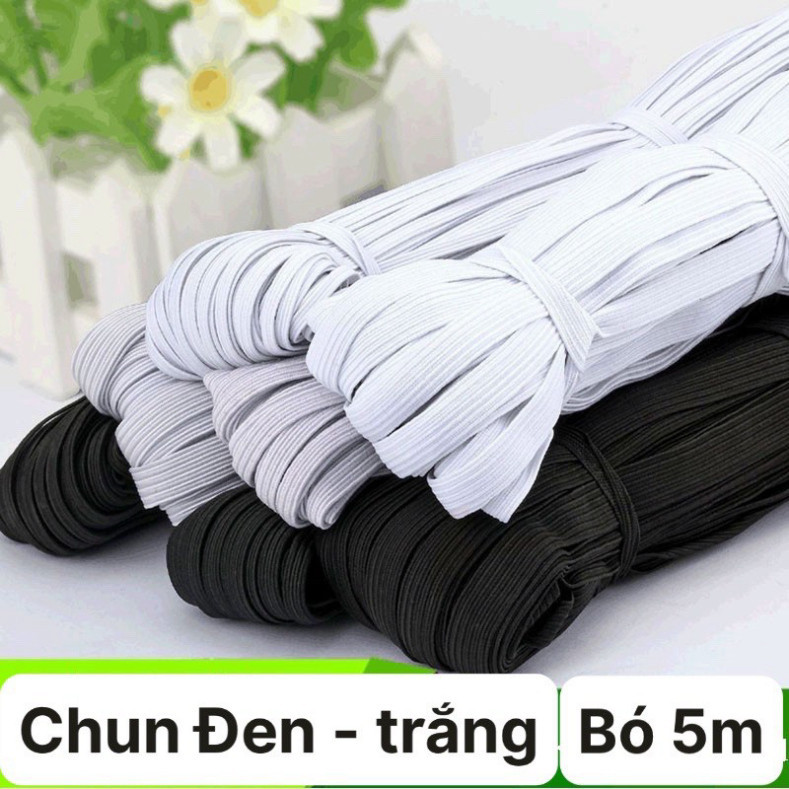 5 Mét chun quần ĐEN - TRẮNG cỡ 5li/1cm/1,5cm
