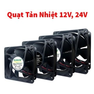 [Chính Hãng] Quạt Tản Nhiệt 12V 24V DC 5x5, 9x9, 12x12CM, Quạt làm mát 12V đủ loại, lưới bảo vệ quạt đầu dây có jack