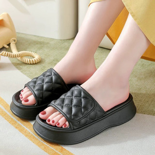 Dép bánh mì nữ dép quai ngang độn đế 4cm kiểu dáng unisex basic chất liệu eva đi mưa nâng chiều cao-giày dép 555