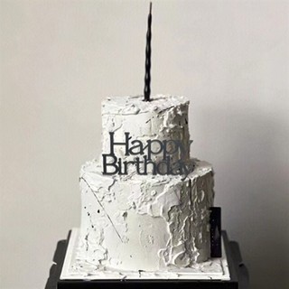 Topper mica HPBD chữ thẳng đen
