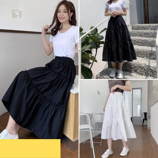 Chân váy nữ, chân váy voan 3 tầng 2 lớp màu đen trắng size s m l skucv-05a1 kenshop198