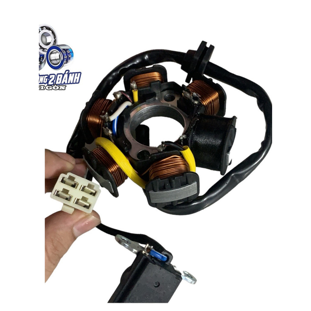 Cuộn điện 6 múi dây đồng cho xe  Dream (4 giắc) - Wave (3 giắc)
