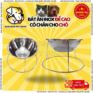 Bát ăn inox đế cao có chân cho chó