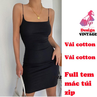 Đầm hai dây bún ôm body dáng ngắn, váy kiểu nữ thun cotton mát màu đen trắng co giãn đi chơi đi tiệc G837 -HD