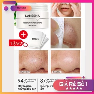 【CHÍNH HÃNG Mặt Nạ Lột Mụn Ở Mũi Lanbena 30g Loại Bỏ Mụn Đầu Đen Trên Mũi - Tặng Giấy Lột Mụn