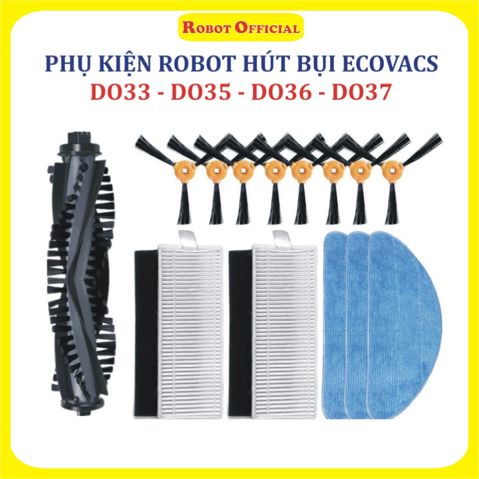 Phụ kiện robot hút bụi Ecovac DO33, DO35, DO36, DO37 -Khăn lau, Chổi chính, Chổi Cạnh, Lọc Bụi ;.