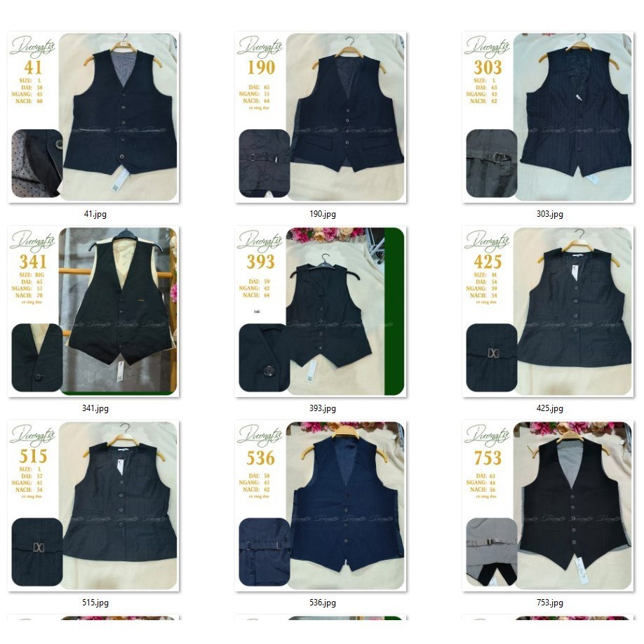 Ghile (gilet) basic unisex màu XANH THAN và ĐEN  [2hand]