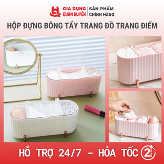 Hộp đựng bông tẩy trang, tăm bông, đồ trang điểm decor đa năng có nắp kín chống bụi LSHZ123