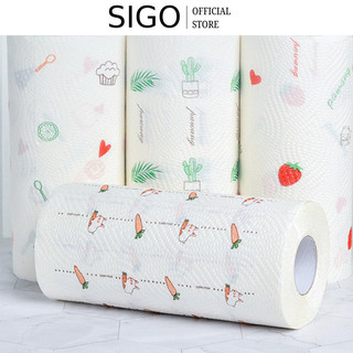 Khăn lau bếp Cuộn khăn giấy khô thấm dầu mỡ Khăn lau Khăn giấy đa năng hình củ quả dễ thương SIGO