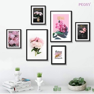Combo 6 Khung Tranh Treo Tường Tranh Hoa Mẫu Đơn Peony Tặng Kèm Tranh và đinh móc