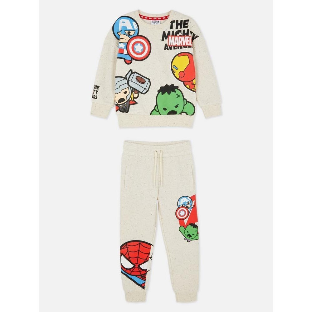 Bộ nỉ bông Primark Marvel màu be size 2 - 8y