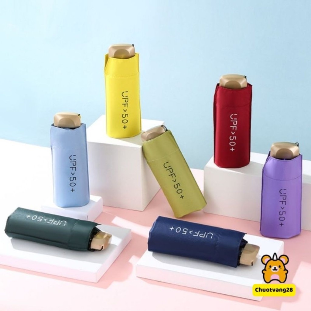 Ô Dù Gấp Gọn Mini Bỏ Túi Kích Thước Nhỏ Gọn, Ô Dù Che Mưa Đi Nắng UPF 50 Chống Tia Cực Tím