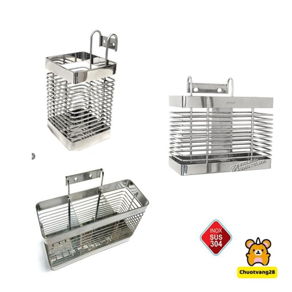Ống đựng đũa muỗng 2 ngăn inox 304 - Giỏ đũa inox 304