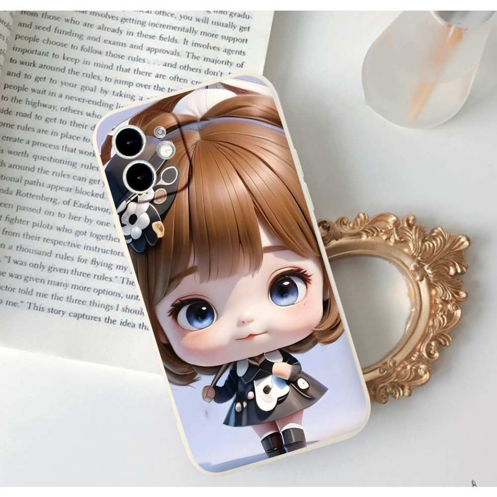 Ốp điện thoại iphone girl đầu to cạnh vuông cho iphone 6plus 6s 7 7plus 8 8plus x xs 11 12 pro max p