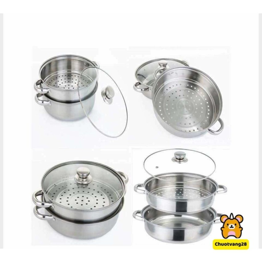 Nồi hấp 2 tầng inox size 28cm
