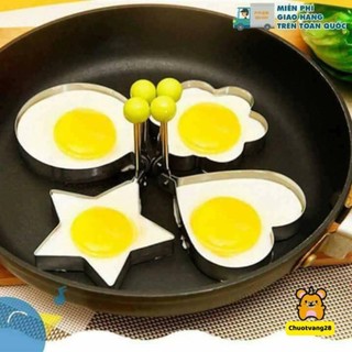 Set 4 Khuôn Rán Trứng Ốp La, Bánh - Khay Chiên Tạo Nhiều Hình Cute Có Núm Cầm