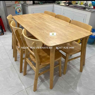 Bàn ăn mango gỗ - bàn ăn 6 ghế gỗ tự nhiên - bảo hành 12 tháng