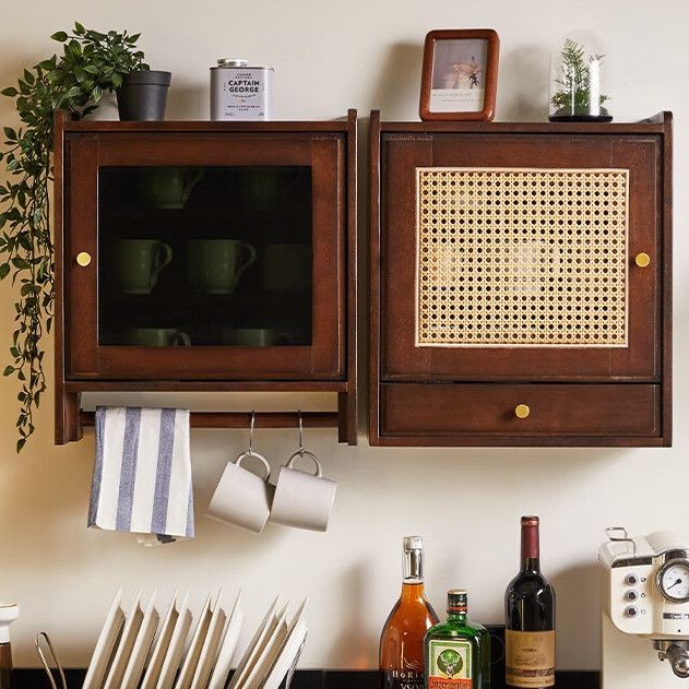 Tủ Treo Tường Gỗ Đặc Bắc Âu Giá Treo Tường Phòng Khách Giá Treo Cốc Treo Tường Tủ Đựng Đồ Treo Tường