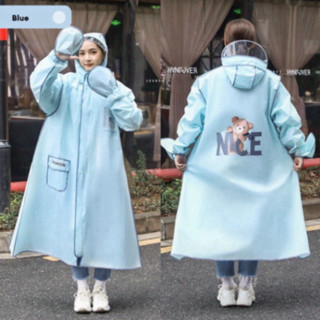 Áo mưa thời trang PTLUXURY in hình gấu có khoá kéo kèm cúc cài chống nước chống thấm tuyệt đối