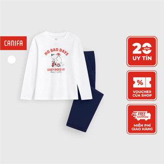 Bộ mặc nhà bé trai CANIFA chất liệu cotton áo dài tay quần dài phối màu 2LS23W003