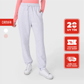 Quần nỉ nữ canifa chất liệu cotton pha cạp chun gấu bo chun 6bp22w014