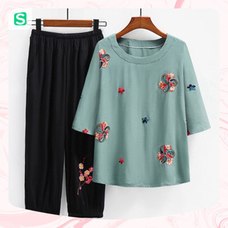  Xả bộ đồ trung niên nữ cho mẹ và bà bộ mặc nhà trung tuổi vải đũi - Kage Shop 