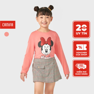 Áo phông dài tay bé gái canifa in hình mickey 1tl22w015