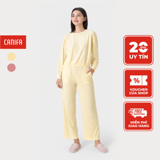 Bộ quần áo dài tay nữ CANIFA chất liệu nỉ nhung mềm mịn, giữ ấm tốt, phom dáng basic thoải mái 6LS23W013