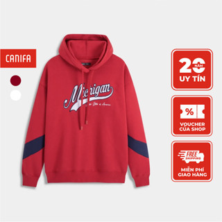 Áo nỉ nữ CANIFA áo hoodie có mũ form rộng in hình 6TW23W003