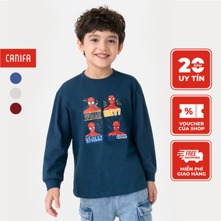Áo phông bé trai CANIFA áo thun dài tay chất liệu cotton in hình Spiderman 2TL23W005