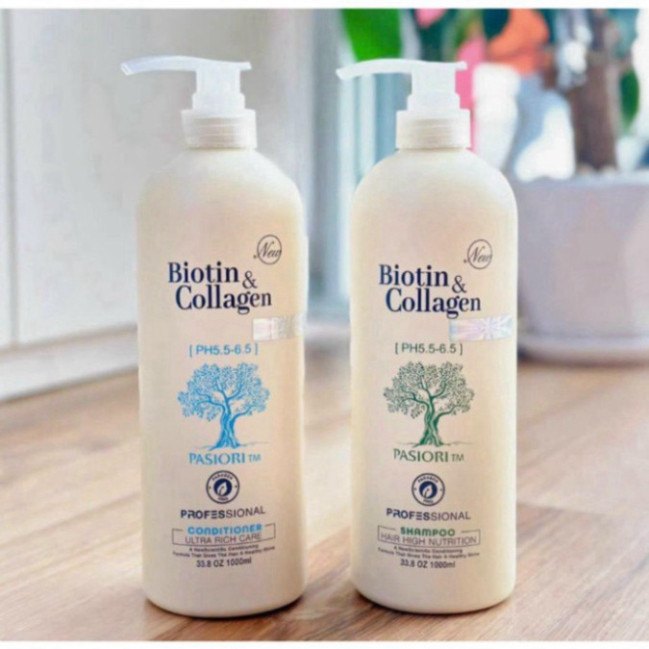 Biotin Collagen Trắng - Cặp Dầu Gội Xả Biotin Collagen Trắng 1000ml - Biotin Collagen Trắng Nuôi Dưỡ