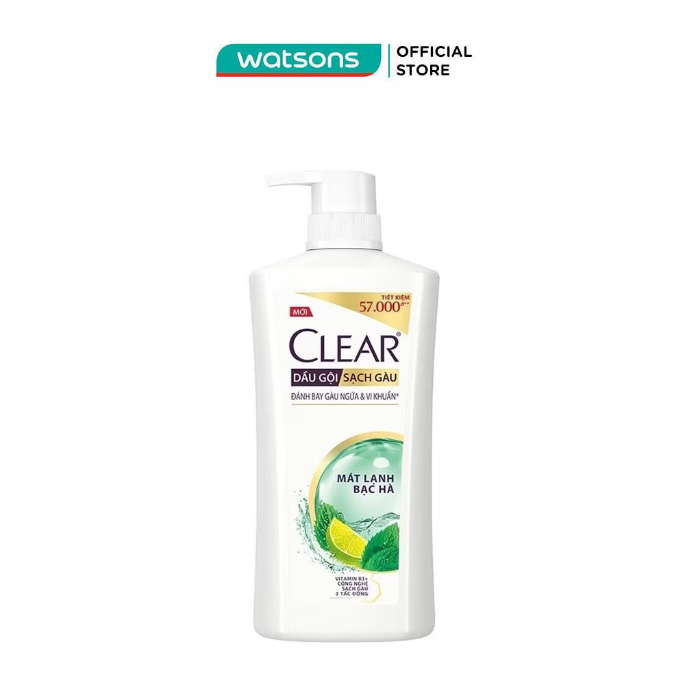 Dầu Gội Sạch Gàu Clear Mát Lạnh Bạc Hà 630g (612ml)