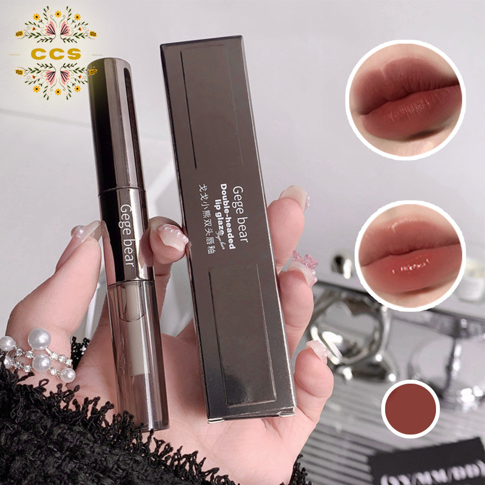 Son Gege_Bear 2 đầu 2 in 1 - Son Lì - Son Bóng Dưỡng Ẩm Môi