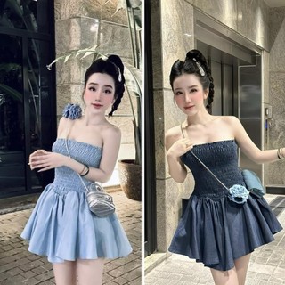 [NEW/ HÀNG SẴN] Đầm/Váy quây denim ống bồng xoè tôn dáng dạo phố dễ thương