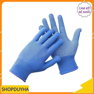 Găng tay lao động xanh có hạt nhựa chống trượt an toàn lao động