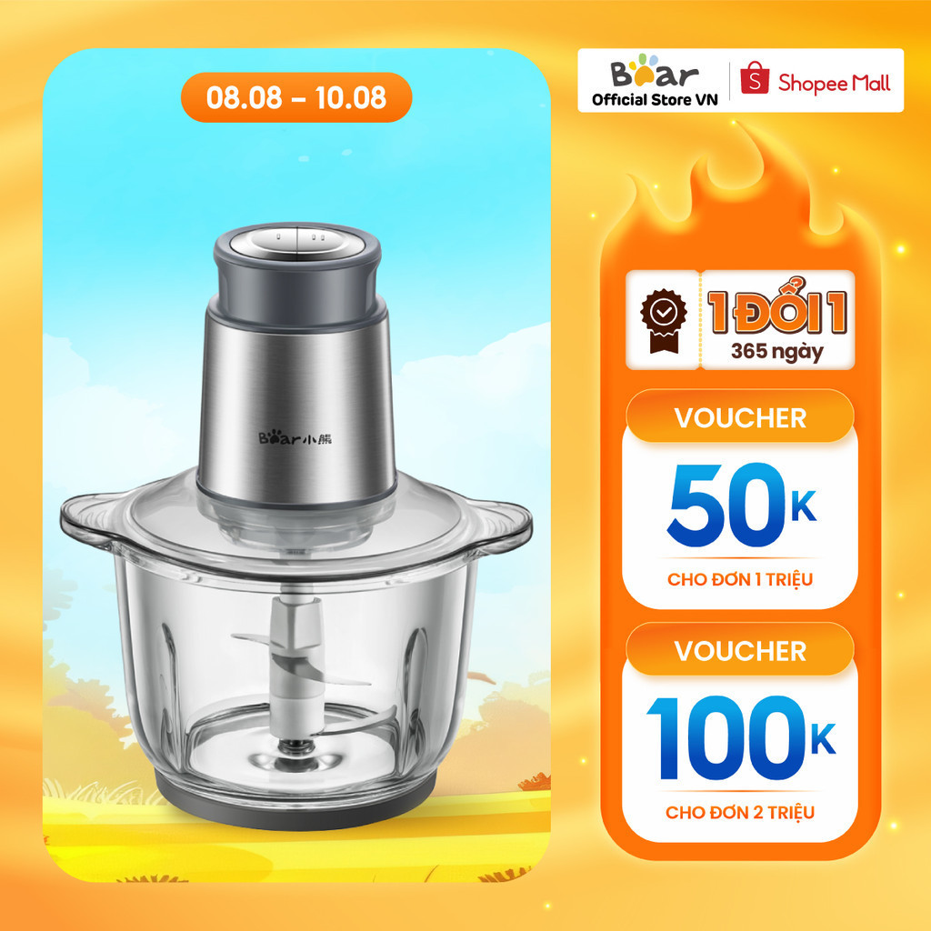 Máy Xaythực Phẩm Đa Năng 2L Bear Qsj - B03Y7 - Hàng Chính Hãng - Bảo Hành 18 Tháng