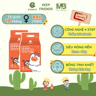 Combo 2 Bịch Tã Bỉm Quần ENBLANC KEEP FRIENDS Hàn Quốc Bé gái Size XXL 18M (>15kg) Mềm Mại, Thấm Hút Nhanh, Chống Tràn