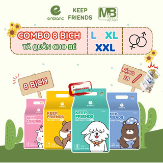 Combo 8 bịch tã bỉm quần enblanc hàn quốc cho bé trai/gái size l26,xl22,xxl18 chống tràn, thấm hút nhanh