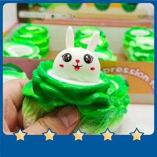 Đồ chơi bóp thỏ squishy trong cây bắp cải vui nhộn cho bé