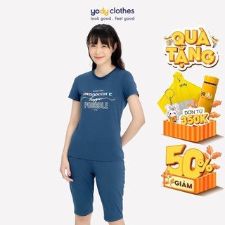 Bộ quần ao nữ YODY mùa hè co giãn in chữ Possible co giãn thoải mái BDN5134