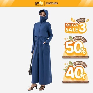 Áo chống nắng dáng dài đa năng thoáng khí YODY 4 trong 1 mũ chống nắng, khẩu trang ACN6010