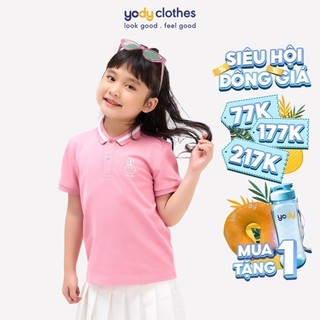 Áo polo trẻ em YODY unisex vải mắt chim in thỏ thoáng mát, nhiều màu APK5022