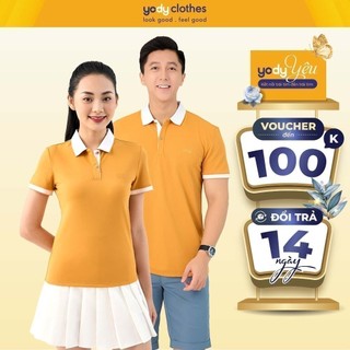 Set 2 polo nam nữ Café phối nẹp YODY vải cafe APN3700 và APM3635 (khách ghi chú màu và size khi đặt hàng)