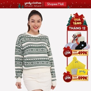 Áo len nữ YODY cổ tròn họa tiết thổ cẩm, chất len dày dặn ALN4035