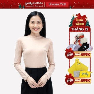 Áo giữ nhiệt nữ YODY cổ cao dài tay mềm mại co giãn tốt ATN4580